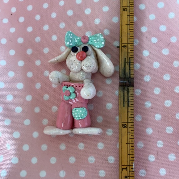 Handcrafted; Easter Bunny; Mint Green; Ooak;Magnet - Picture 4 of 9